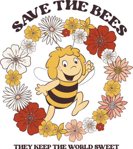 Maya The Bee Save The Bees with Women Organic Rolled Sleeve T-shirt