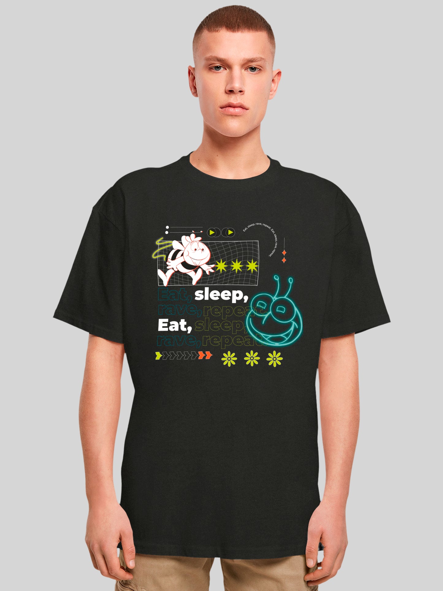 Die Biene Maja Eat Sleep Rave Repeat | Heroes of Childhood | Boys Oversize Tee