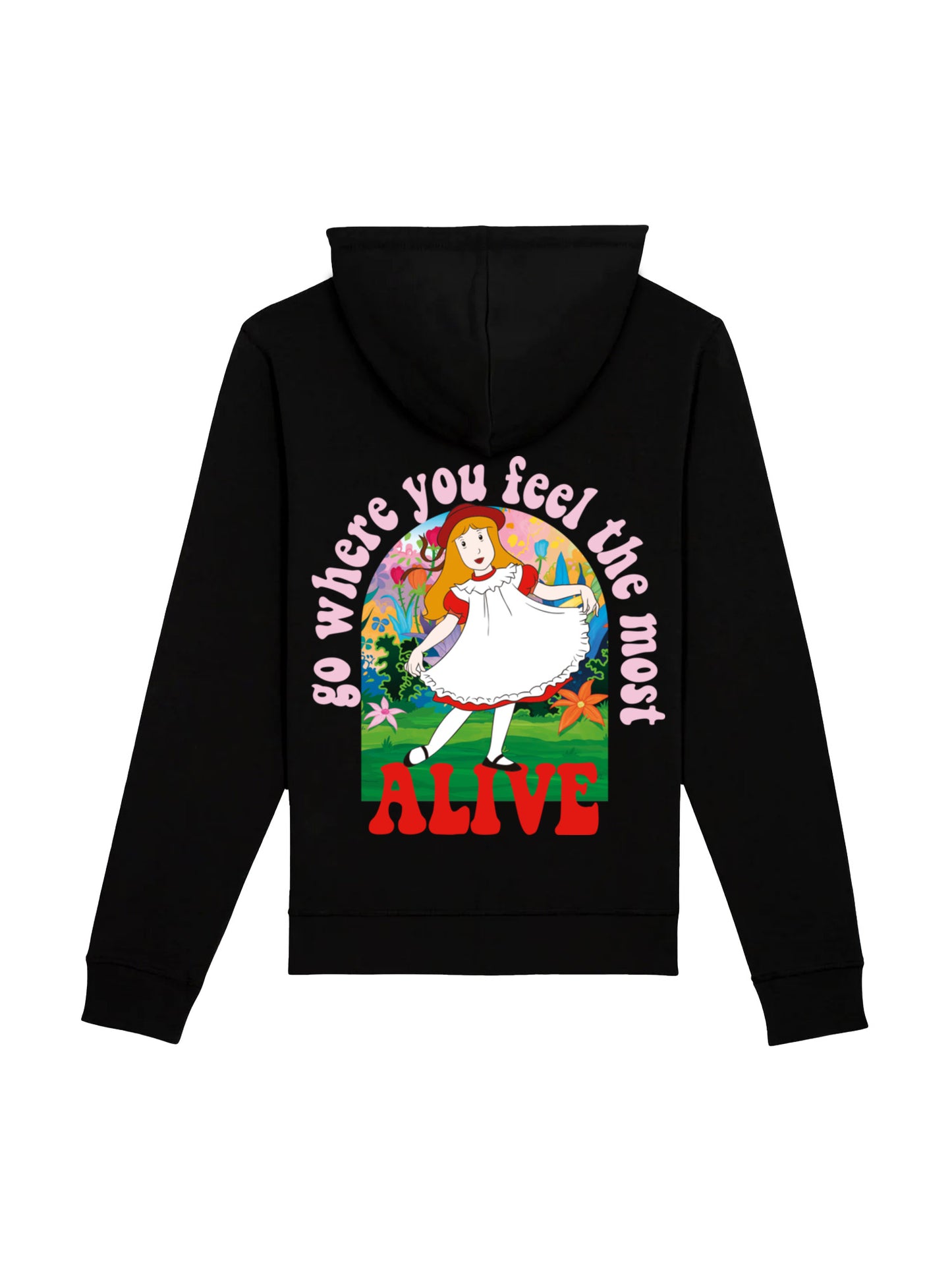 Alice Hut LOGO and Alice In Wonderland Alive and Heroes of Childhood with Women hoodie Stanley&Stella Drummer
