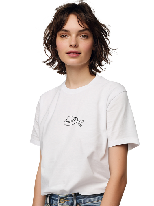Alice im Wunderland Hut LOGO Damen T-Shirt mit Backprint