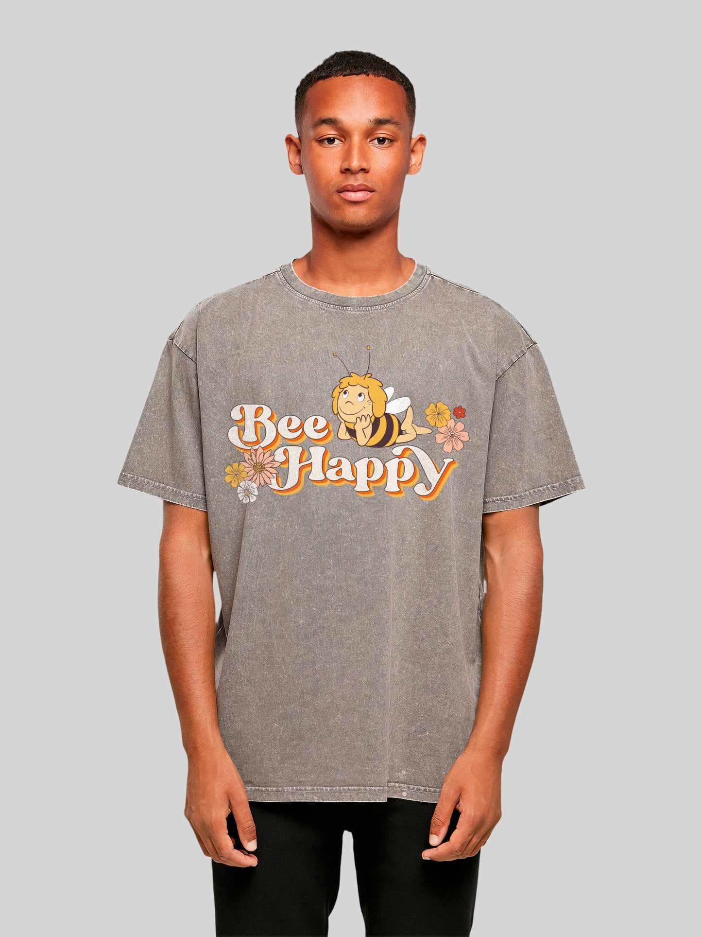 Maja | Bee Happy | Acid Washed Oversize Tee