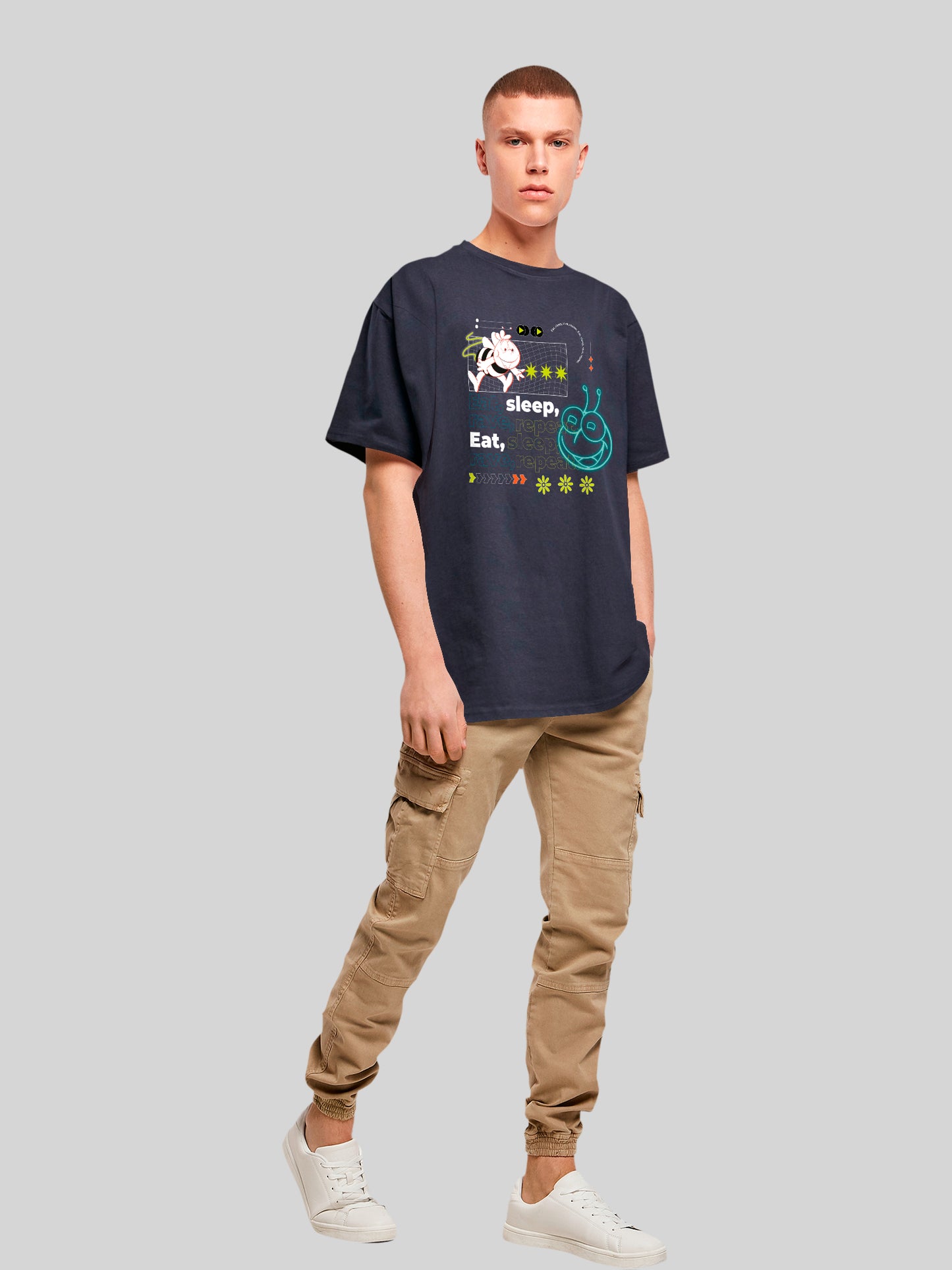 Die Biene Maja Eat Sleep Rave Repeat | Heroes of Childhood | Boys Oversize Tee