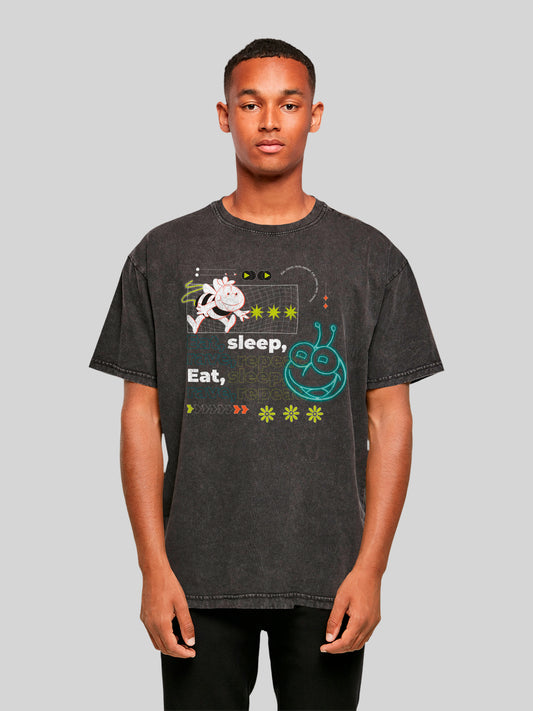 Die Biene Maja Eat Sleep Rave Repeat | Heroes of Childhood | Acid Washed Boys Oversize Tee