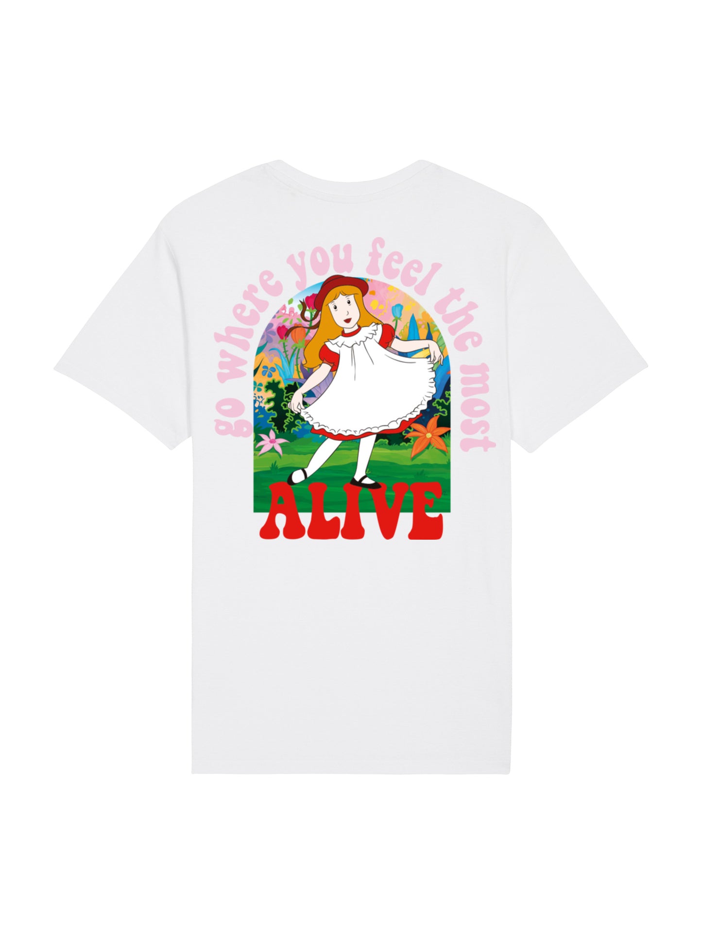 Alice im Wunderland Hut LOGO Damen T-Shirt mit Backprint