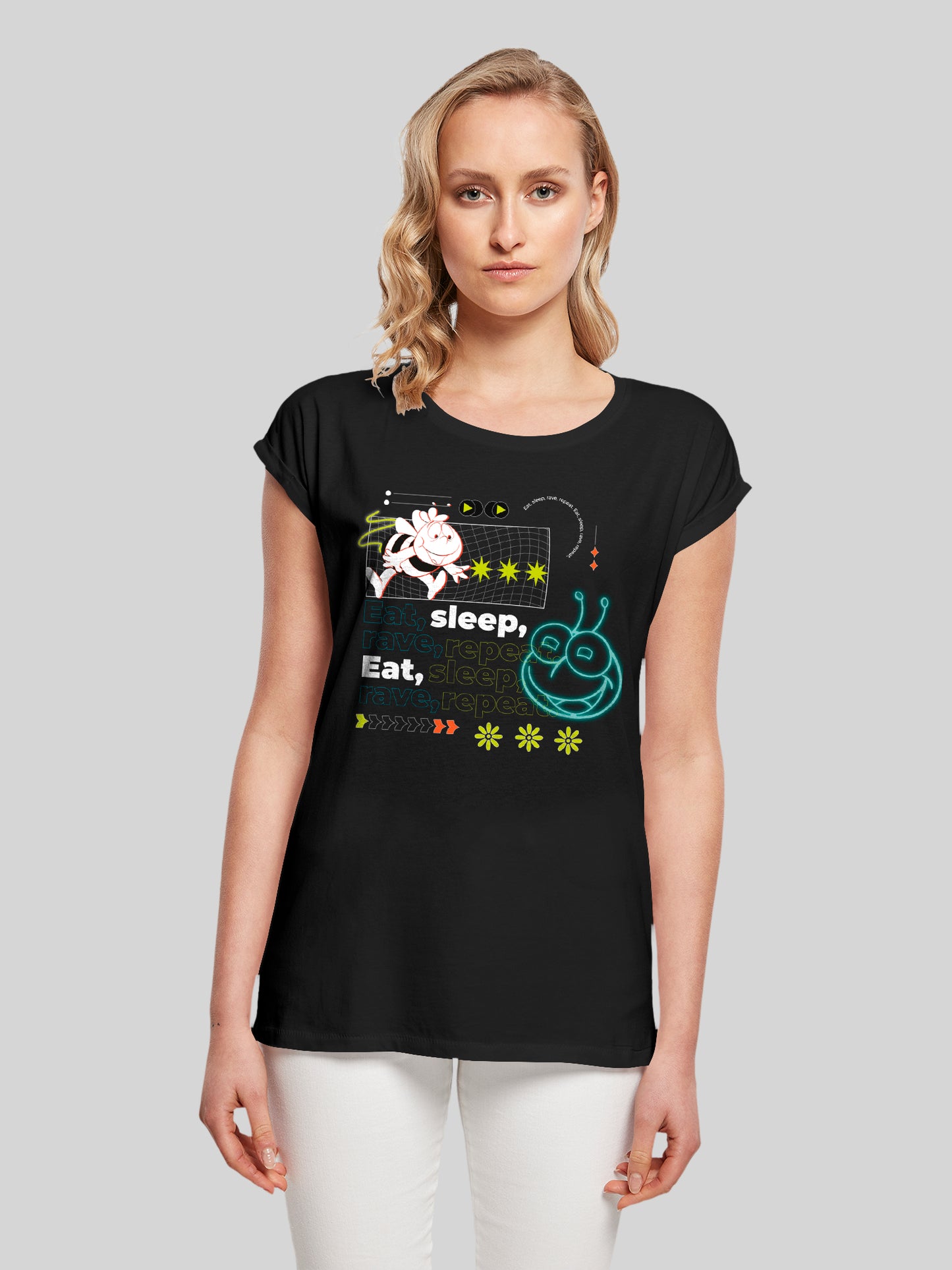 Die Biene Maja Eat Sleep Rave Repeat | Heroes of Childhood | Girls Basic Tee